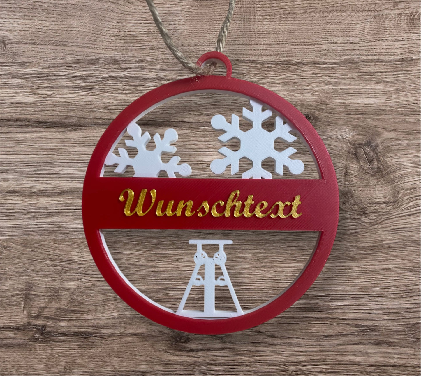 Weihnachtsbaumschmuck – Förderturm mit Wunschname
