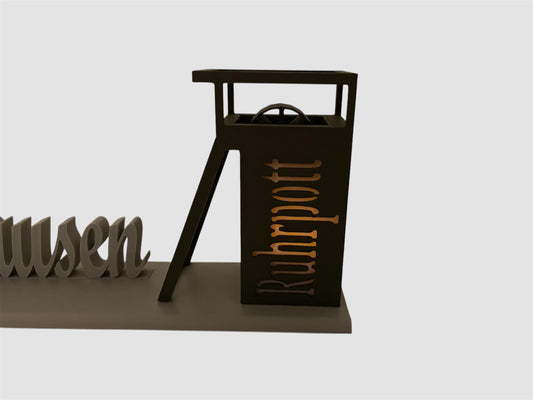 Dat Oberhausenteil mit Förderturm LED-Teelichthalter