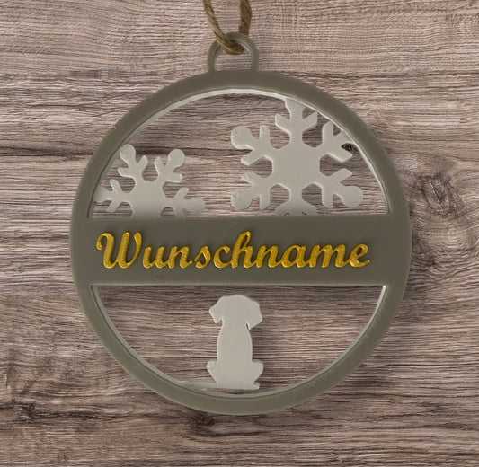 Personalisierter Weihnachtsbaumschmuck Hund mit Wunschname