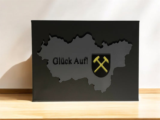 Glück auf! Leinwandbild mit Ruhrgebietskarte
