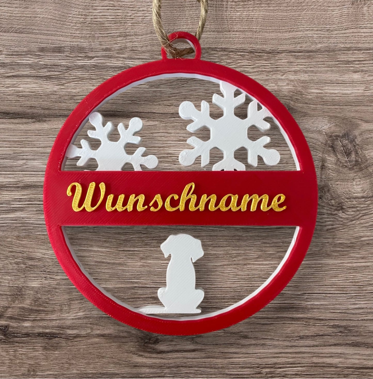 Personalisierter Weihnachtsbaumschmuck Hund mit Wunschname